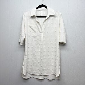 B Women's Large Dots Textured Beach Tunic Shirt Dress Womens Size Small Pullover
